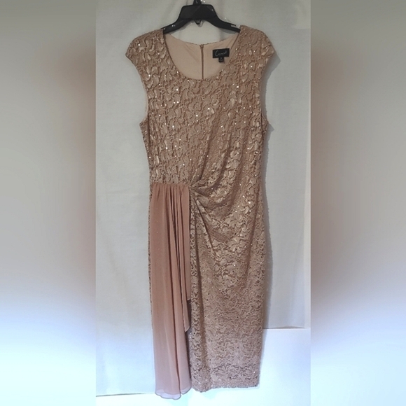 Connected Sequin and Lace Cocktail Dress. Plus Size - Picture 3 of 12